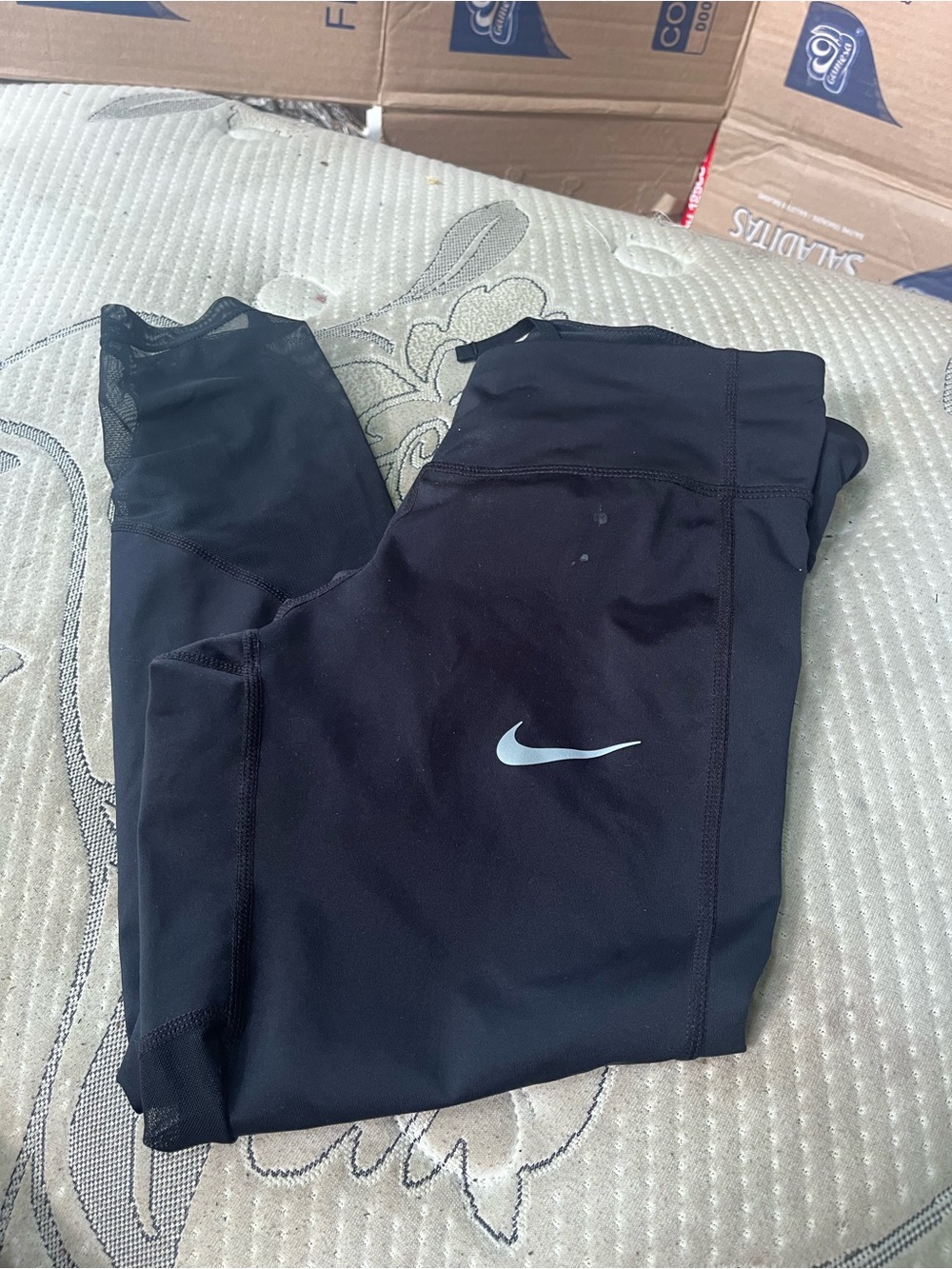 Nike Black Women's Leggings with White Swoosh